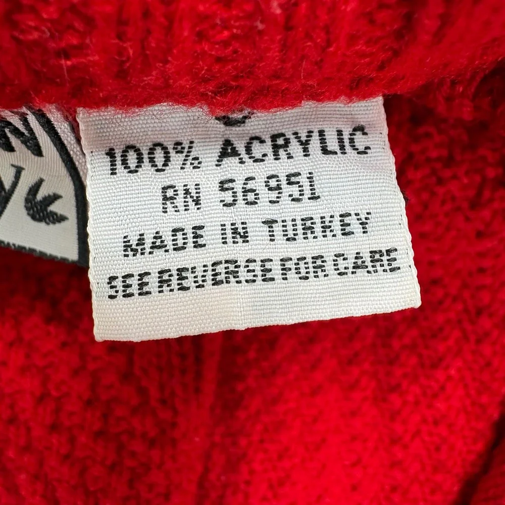 Vintage Crewneck Sweater Mens XL Red Textured Knit Long Sleeve Holiday Grandma